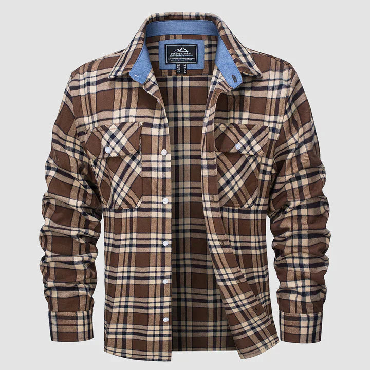 Omar - Chemise d'automne classique et décontractée avec doublure en flanelle pour hommes