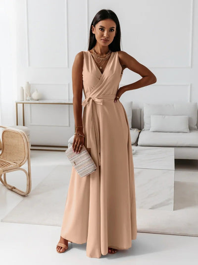 Hayden - Robe longue unie avec décolleté en V