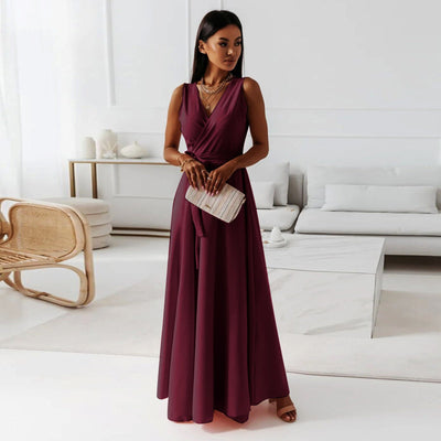Hayden - Robe longue unie avec décolleté en V