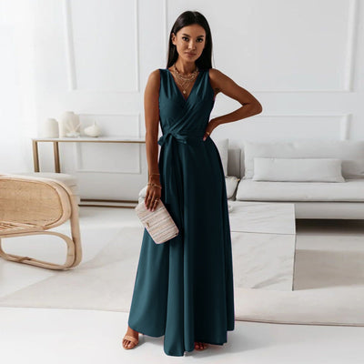 Hayden - Robe longue unie avec décolleté en V