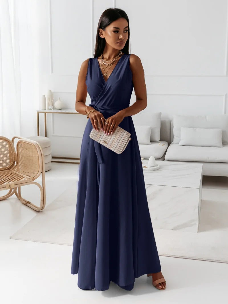 Hayden - Robe longue unie avec décolleté en V