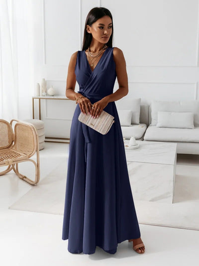 Hayden - Robe longue unie avec décolleté en V
