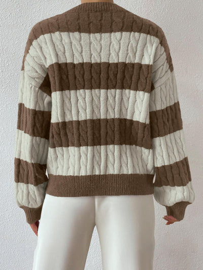 Aubrey - Pull rayé à col en V automne/hiver