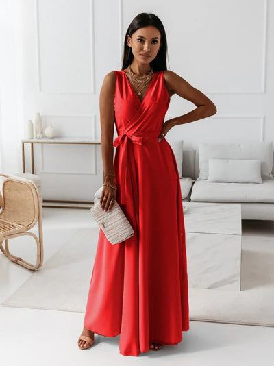 Hayden - Robe longue unie avec décolleté en V