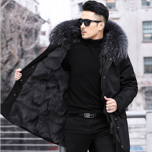 Olivier - Parka Hiver pour Hommes avec Doublure Chaude et Col en Fausse Fourrure