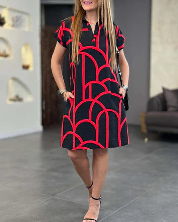 ORIANA | Robe midi à manches courtes
