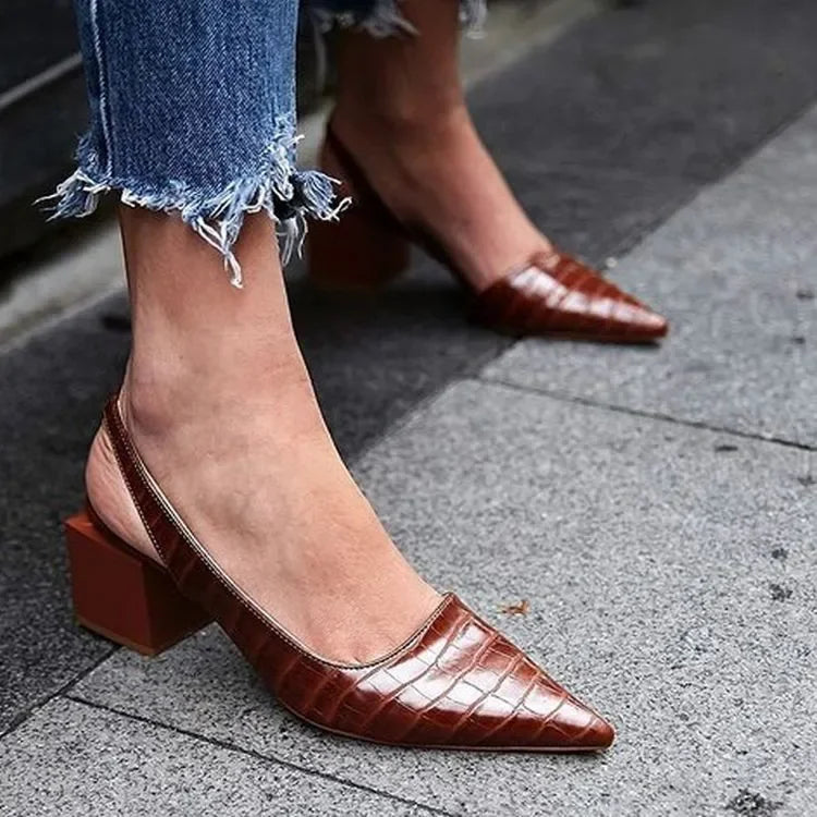 King - Escarpins orthopédiques en croco pour femmes