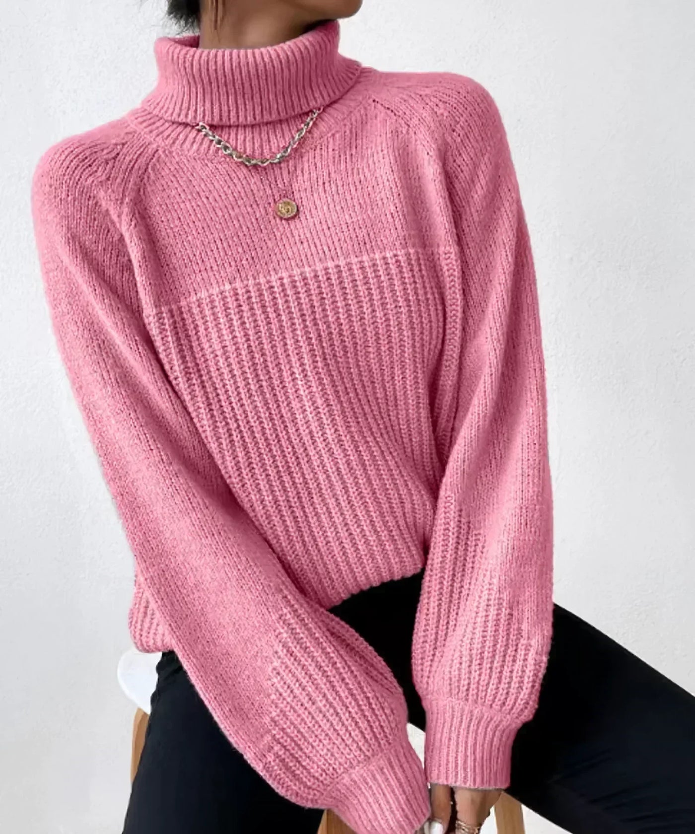 Hailey - Pull chaud à col roulé en tricot pour femmes