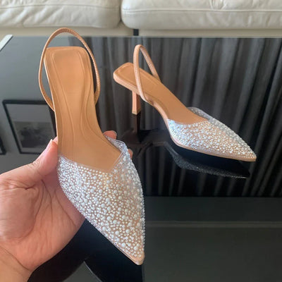 Vina | Slingbacks à talons hauts avec perles et bout pointu