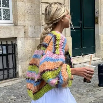 Maya | Gilet Ouvert à Rayures pour Femmes