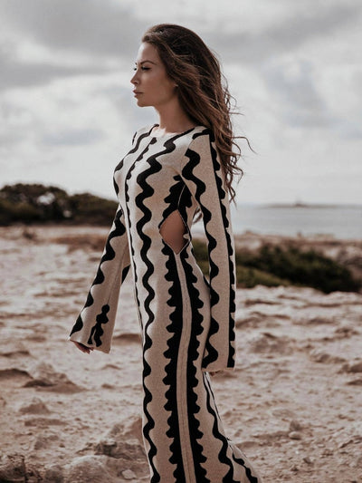 Manon - Robe longue à manches longues en tricot