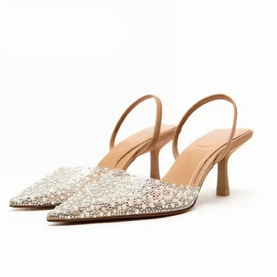 Vina | Slingbacks à talons hauts avec perles et bout pointu