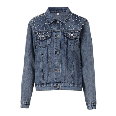 Joelle - veste en denim | Denim préféré avec décoration perlée élégante