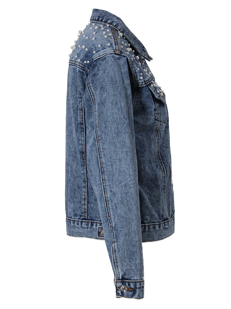 Joelle - veste en denim | Denim préféré avec décoration perlée élégante