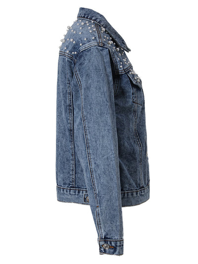 Joelle - veste en denim | Denim préféré avec décoration perlée élégante