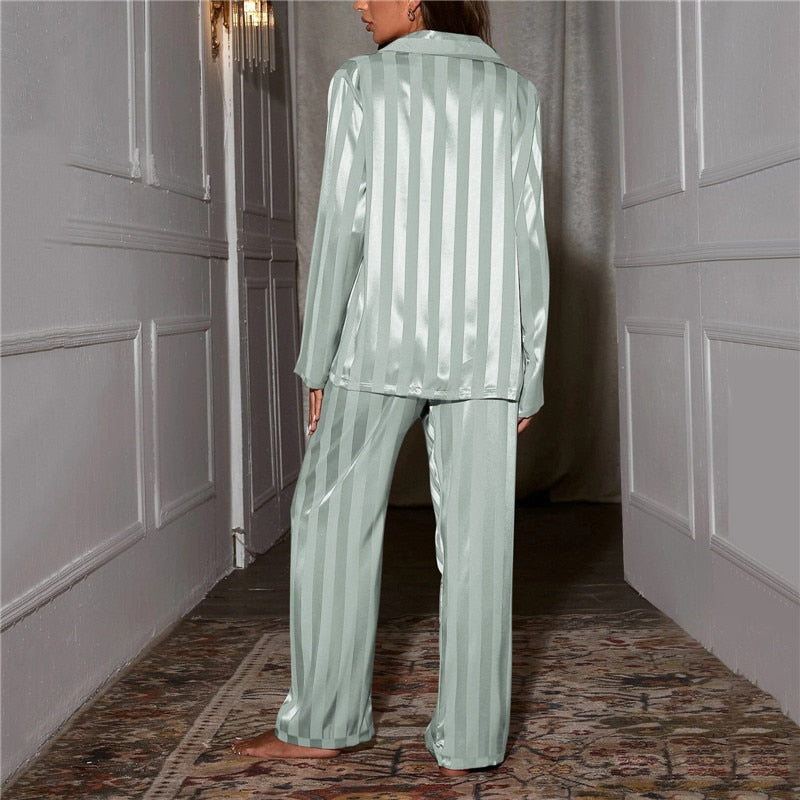 Yael | Ensemble de Pyjama Lisse Deux Pièces pour Femmes avec Motif Rayé