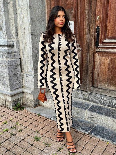 Manon - Robe longue à manches longues en tricot