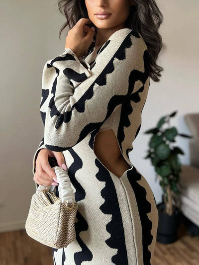 Manon - Robe longue à manches longues en tricot