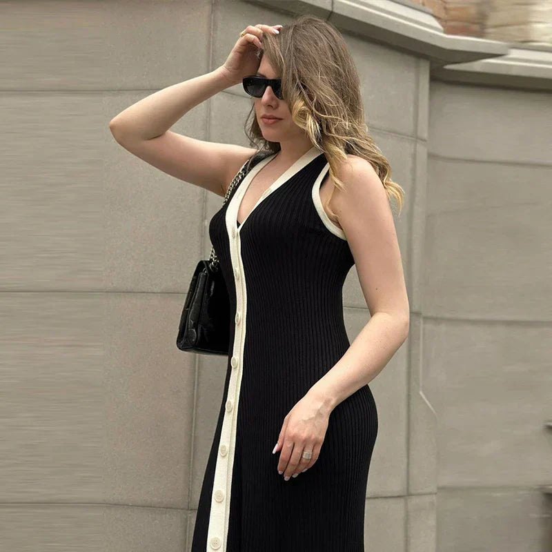 Albertine - Robe sans manches avec décolleté en V