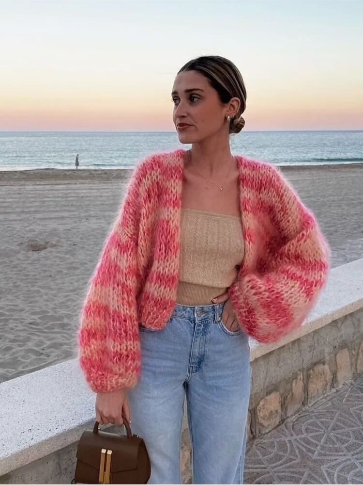 Maya | Gilet Ouvert à Rayures pour Femmes
