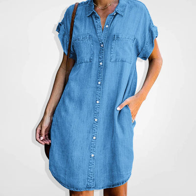 Violette - Robe En Denim Avec Fermeture Boutonnée Et Style Décontracté