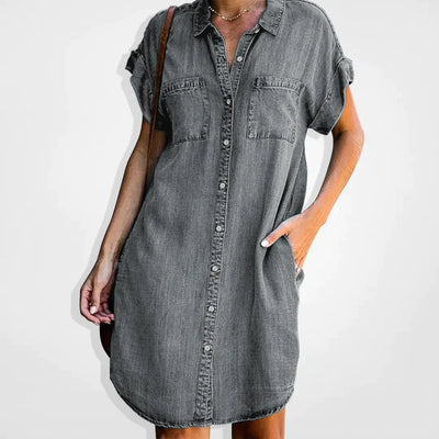 Violette - Robe En Denim Avec Fermeture Boutonnée Et Style Décontracté