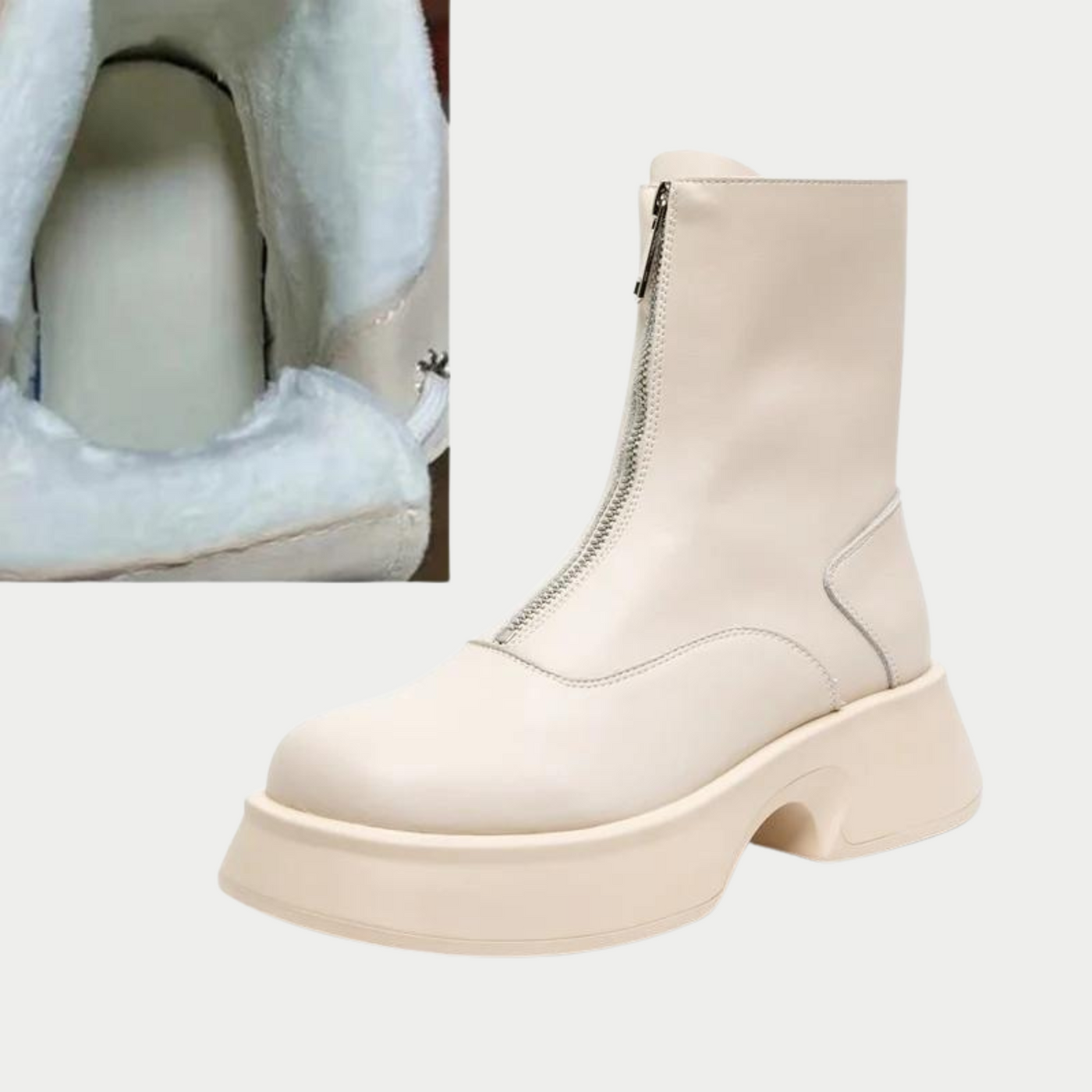 Alice - Bottes d'hiver en cuir véritable avec fourrure
