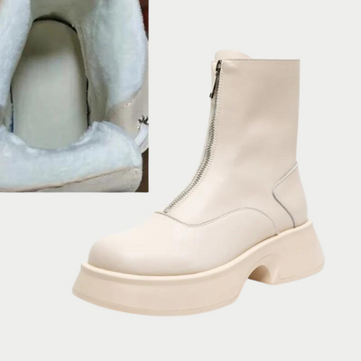 Alice - Bottes d'hiver en cuir véritable avec fourrure