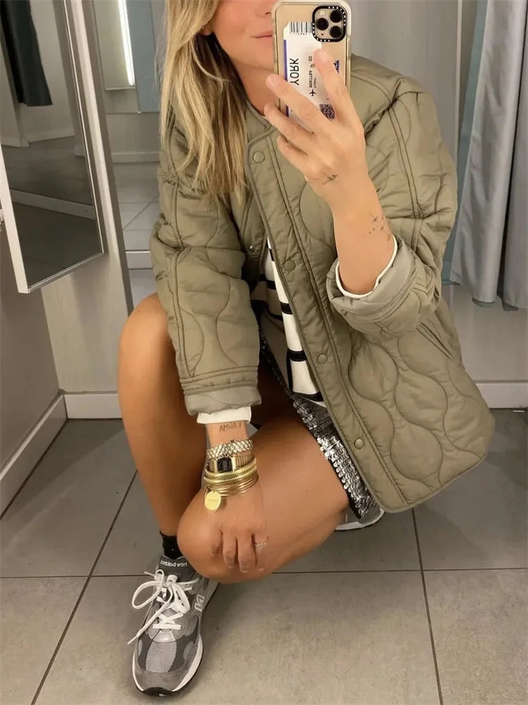Andrea - Veste surdimensionnée matelassée avec boutons-pression