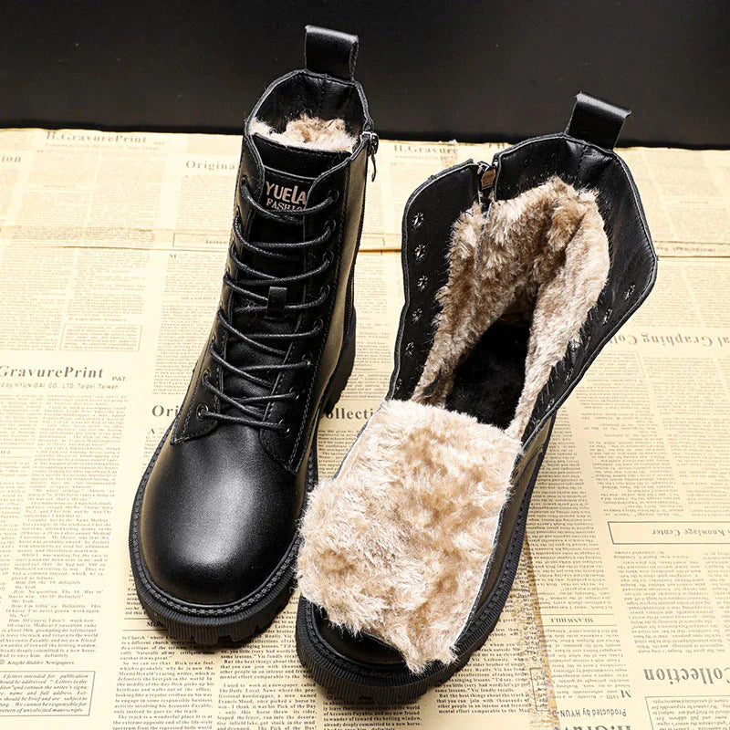ANDREA | Bottes d'hiver en cuir noir