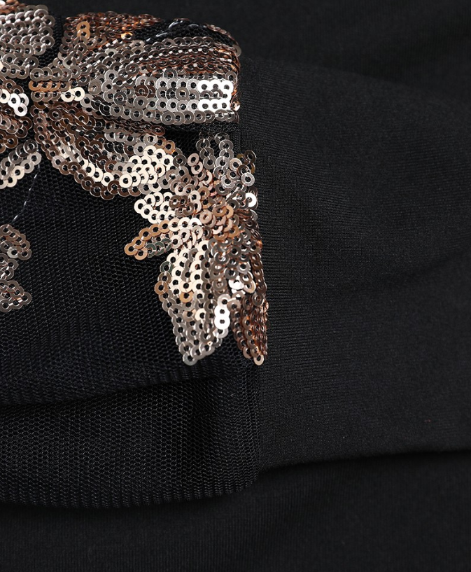 Jemma - Top à épaules froides avec paillettes florales