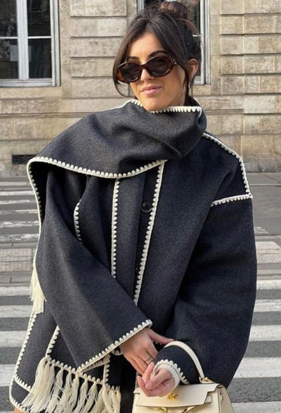 Amanda - Veste avec écharpe à franges