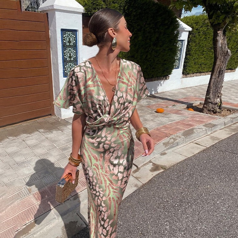 ASHLEY | Robe longue à col en V