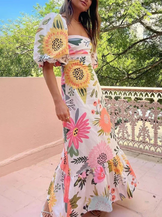 CAROLA | Robe Maxi Fleurie