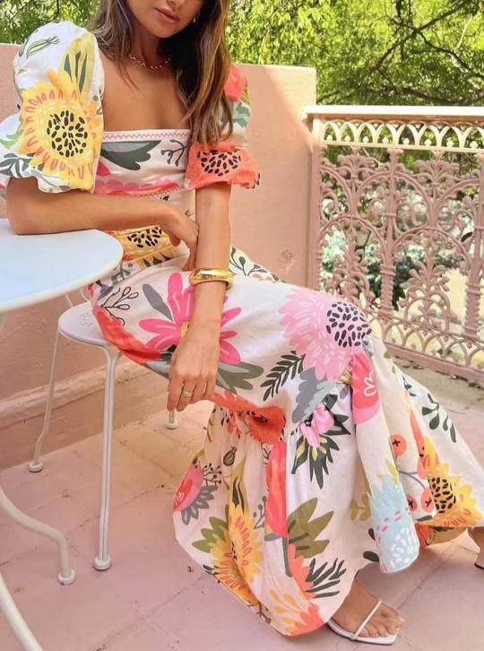 CAROLA | Robe Maxi Fleurie