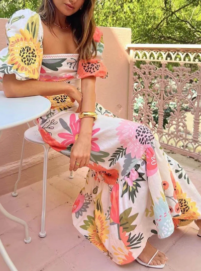 CAROLA | Robe Maxi Fleurie