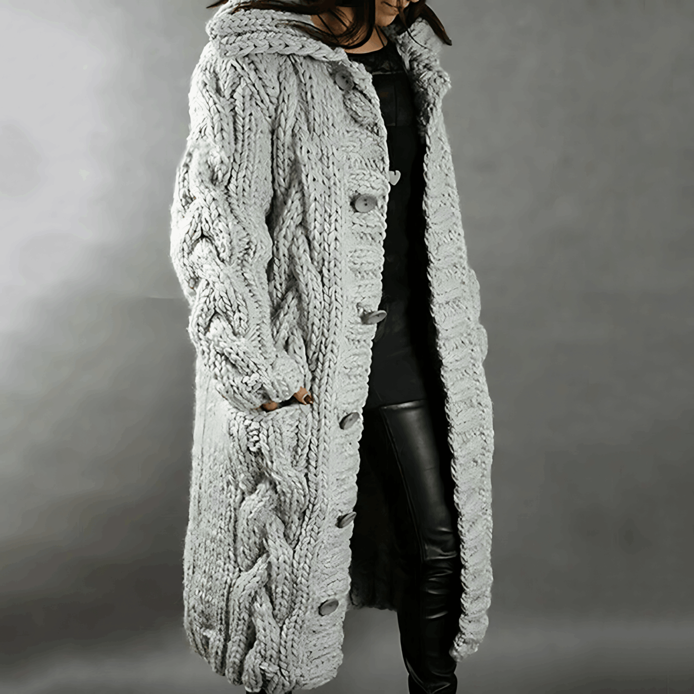 Sage - Long cardigan chaud