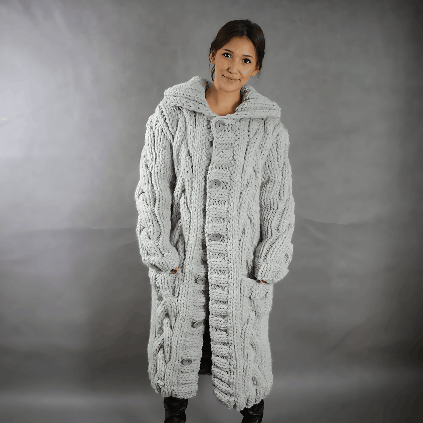 Sage - Long cardigan chaud