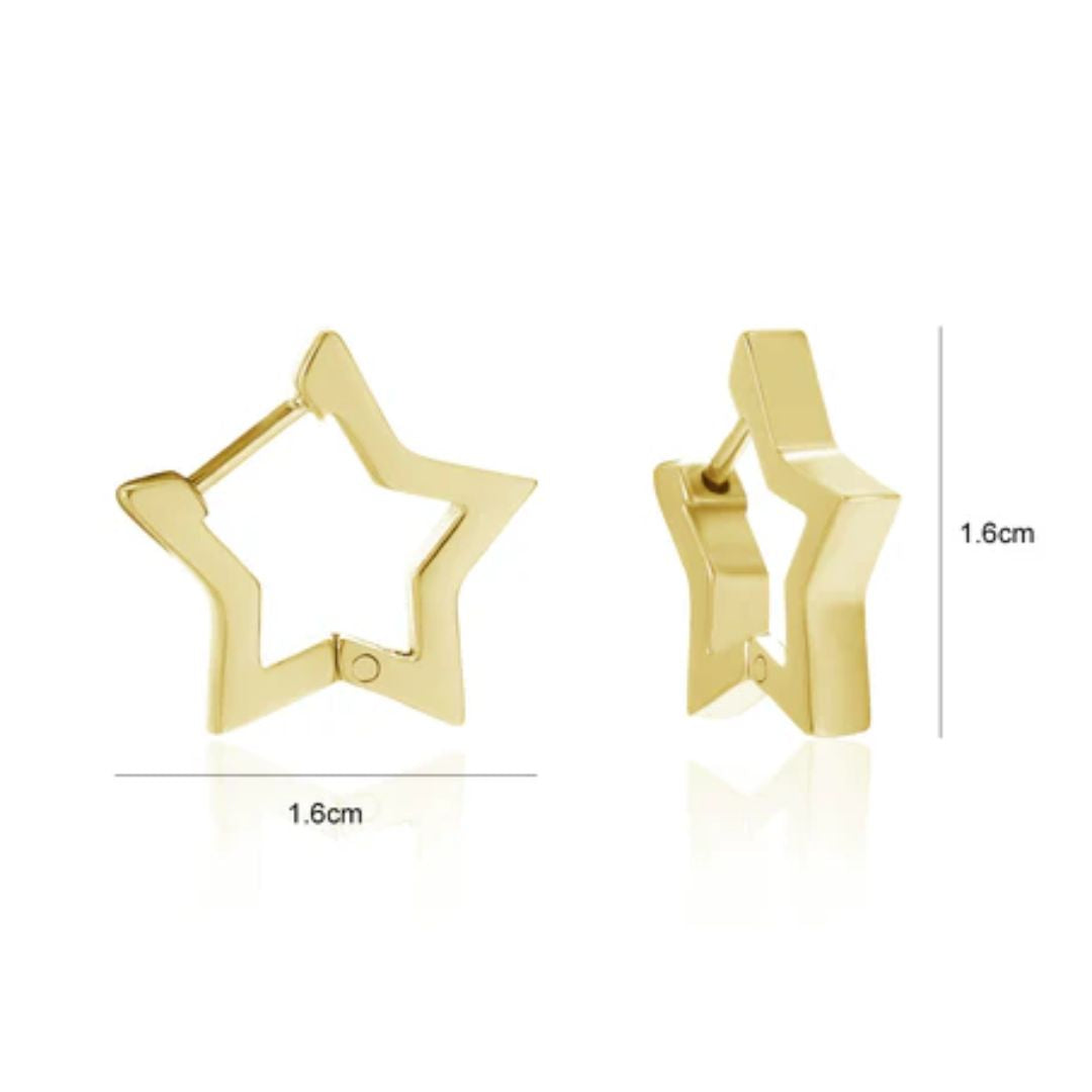 Ambre - Boucles d'Oreilles Créoles Étoile Dorées Tendance et Ludique