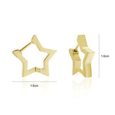 Ambre - Boucles d'Oreilles Créoles Étoile Dorées Tendance et Ludique