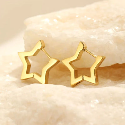 Ambre - Boucles d'Oreilles Créoles Étoile Dorées Tendance et Ludique