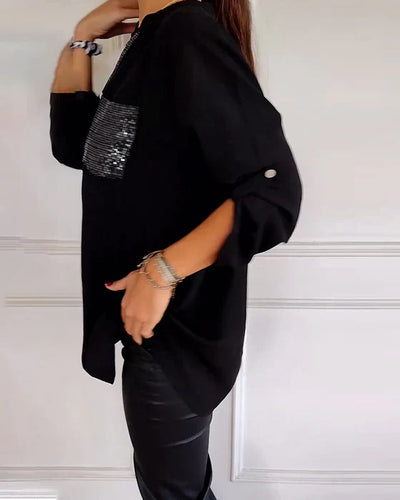 MELINA | Haut décontracté à boutons en sequins