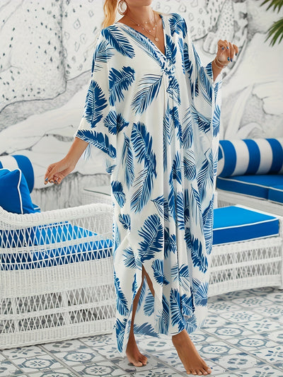 Vivienne - Robe portefeuille à col en V et motif marin