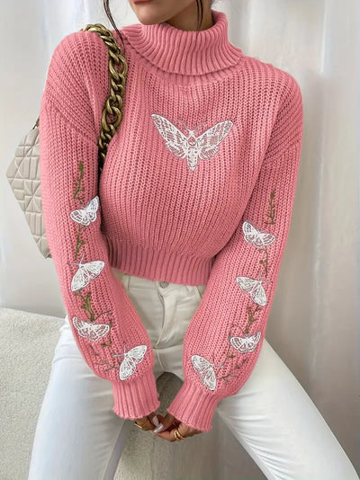 Alma - Pull à col roulé avec motif papillon