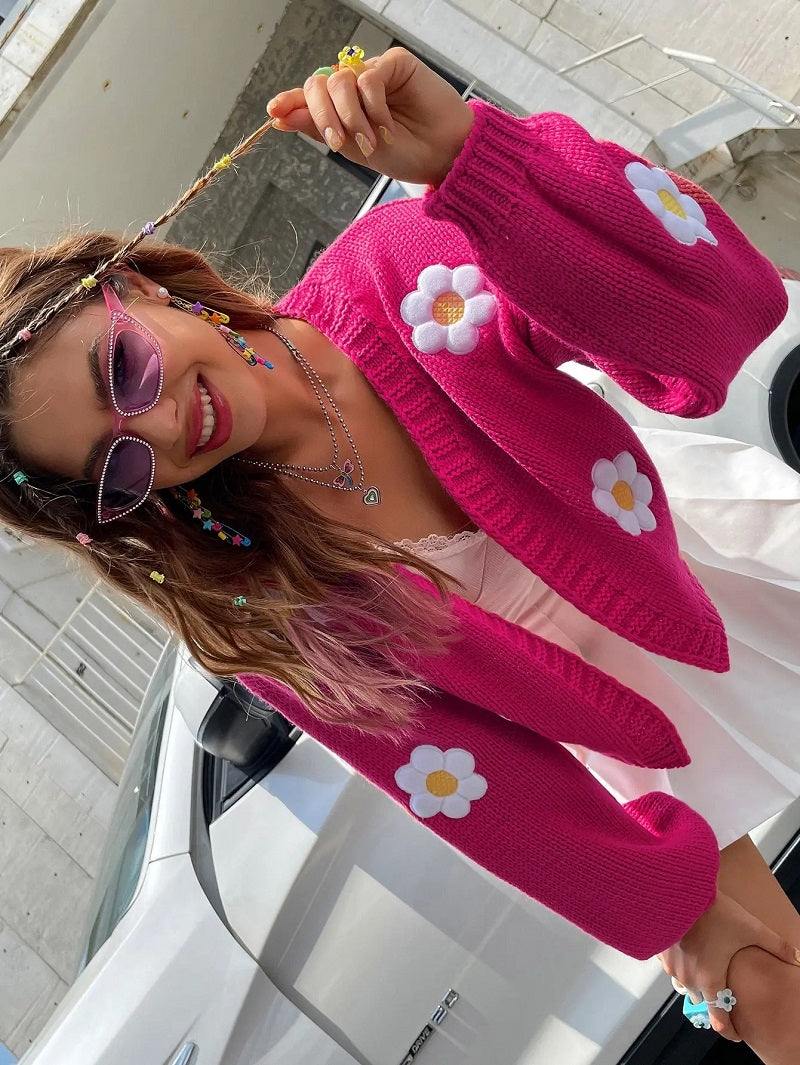 Adelaide | Cardigan en tricot fleuri pour femme