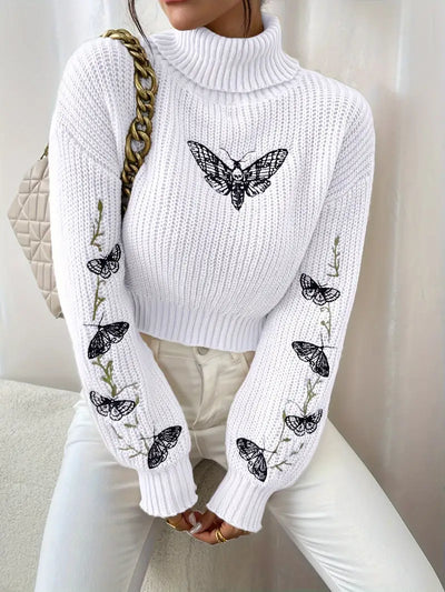Alma - Pull à col roulé avec motif papillon