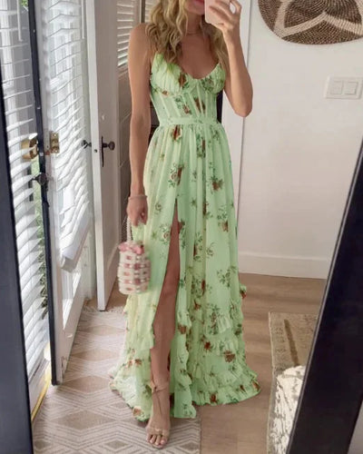 Venua | Robe fendue à imprimé avec ceinture pour femmes