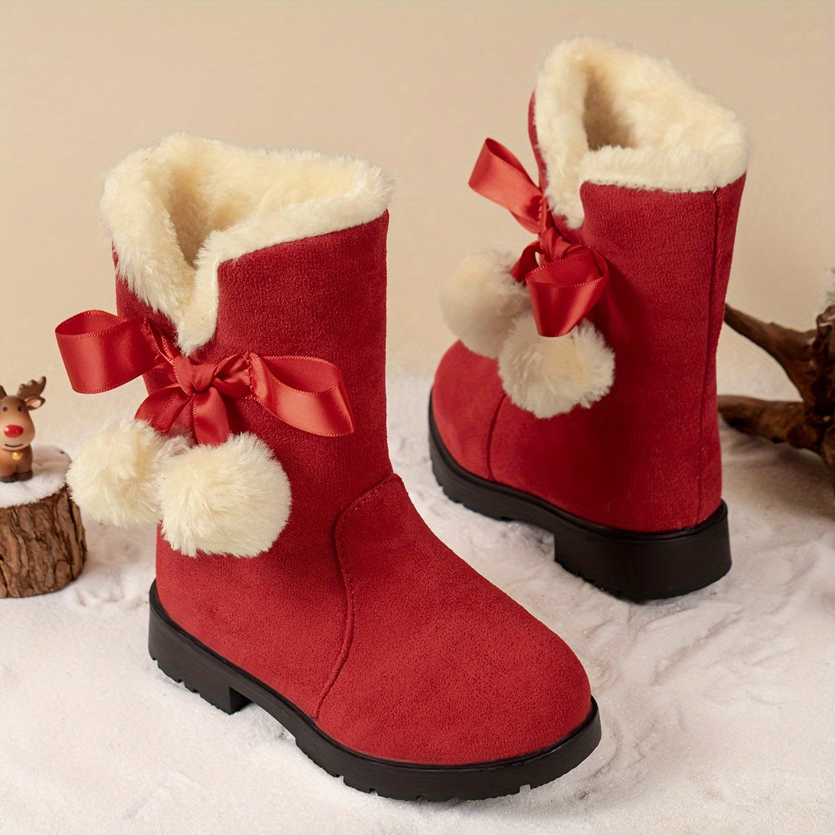 Zara - Bottes de neige en polaire chaudes pour filles avec semelle antidérapante