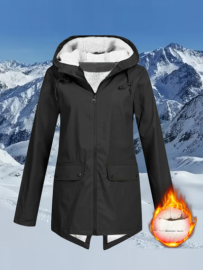 Veste à capuche zippée à poches rabattues pour femmes
