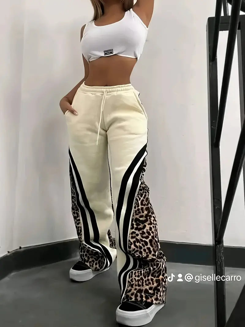 Allie - Pantalon large taille haute avec cordon de serrage